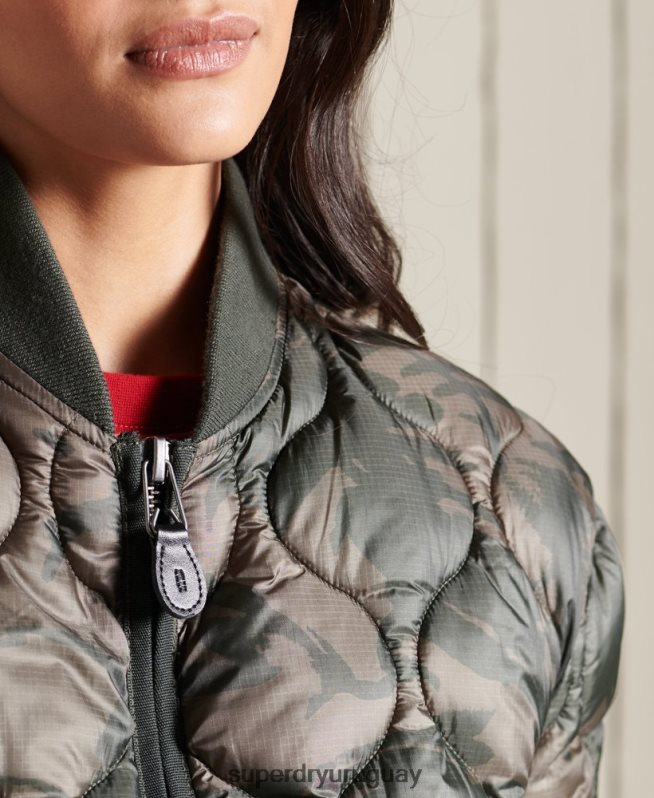 uy Superdry mujer chamarra bomber oversize con forro verde DT2N8Z3792 ropa