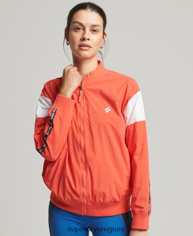uy Superdry mujer chamarra bomber oversize de tren coral DT2N8Z5489 ropa