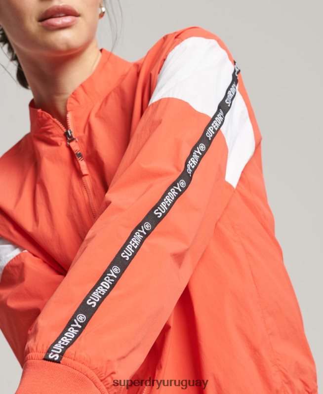 uy Superdry mujer chamarra bomber oversize de tren coral DT2N8Z5489 ropa