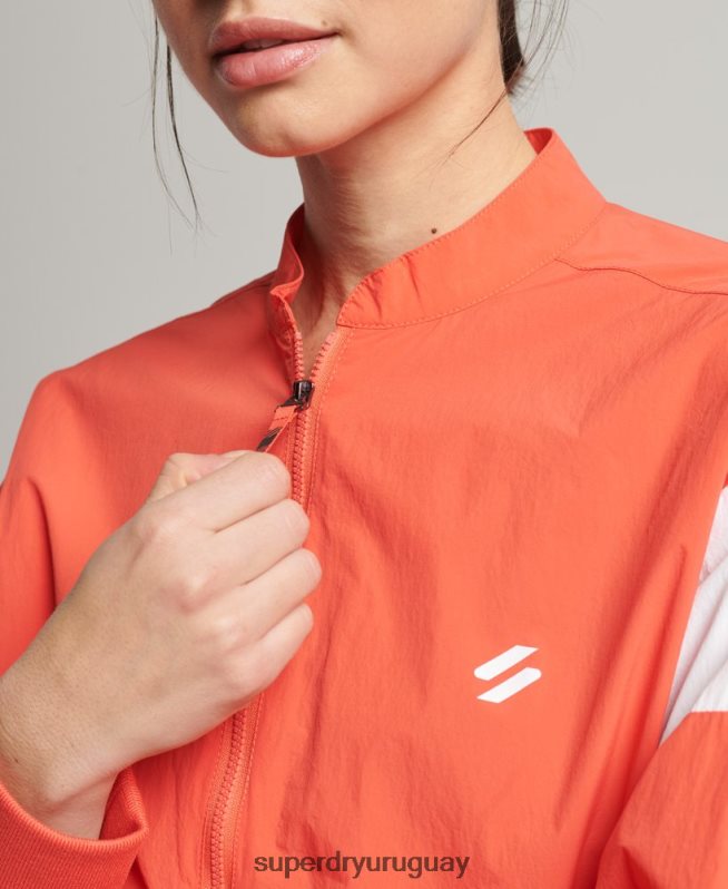 uy Superdry mujer chamarra bomber oversize de tren coral DT2N8Z5489 ropa