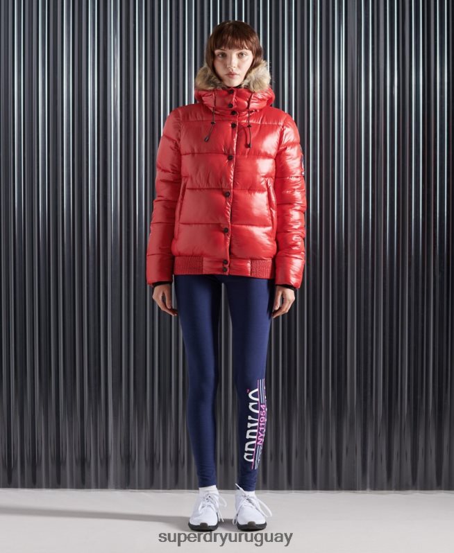 uy Superdry mujer chamarra bomber toya de alto brillo rojo DT2N8Z5739 ropa