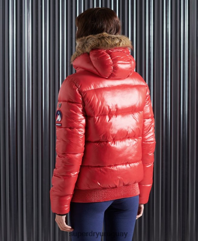 uy Superdry mujer chamarra bomber toya de alto brillo rojo DT2N8Z5739 ropa