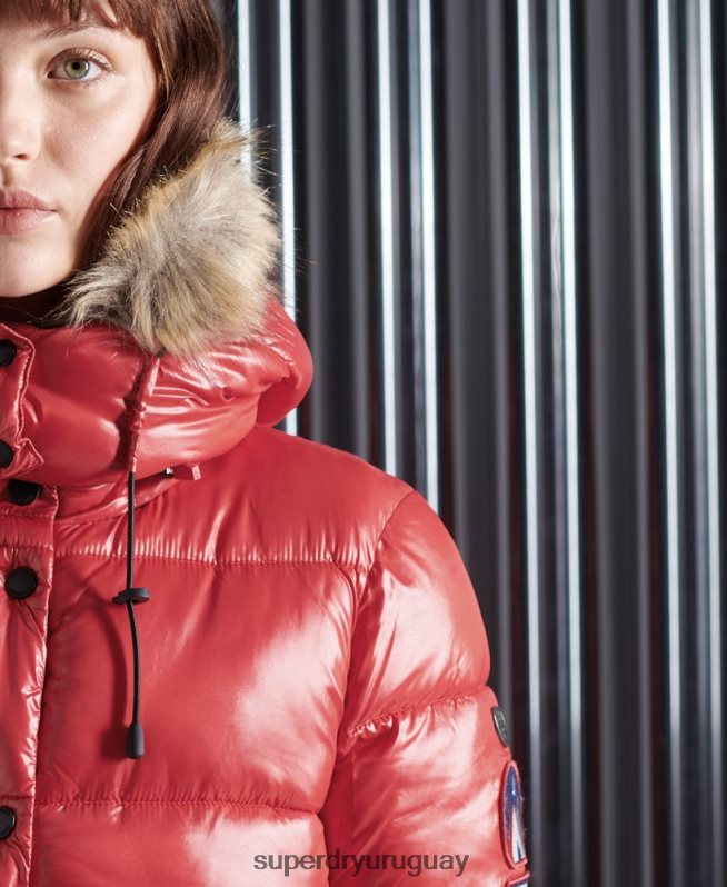 uy Superdry mujer chamarra bomber toya de alto brillo rojo DT2N8Z5739 ropa