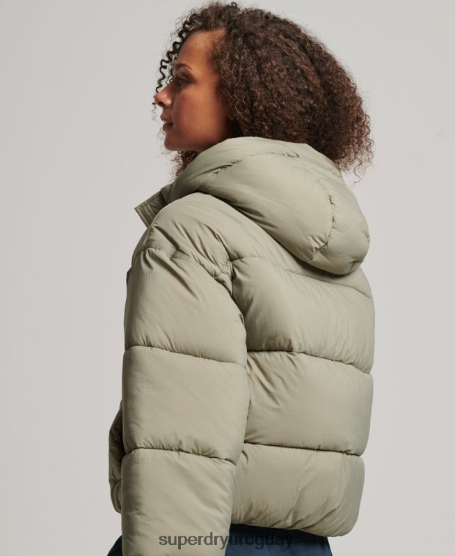uy Superdry mujer chamarra capitonada capullo capullo caqui DT2N8Z3577 ropa