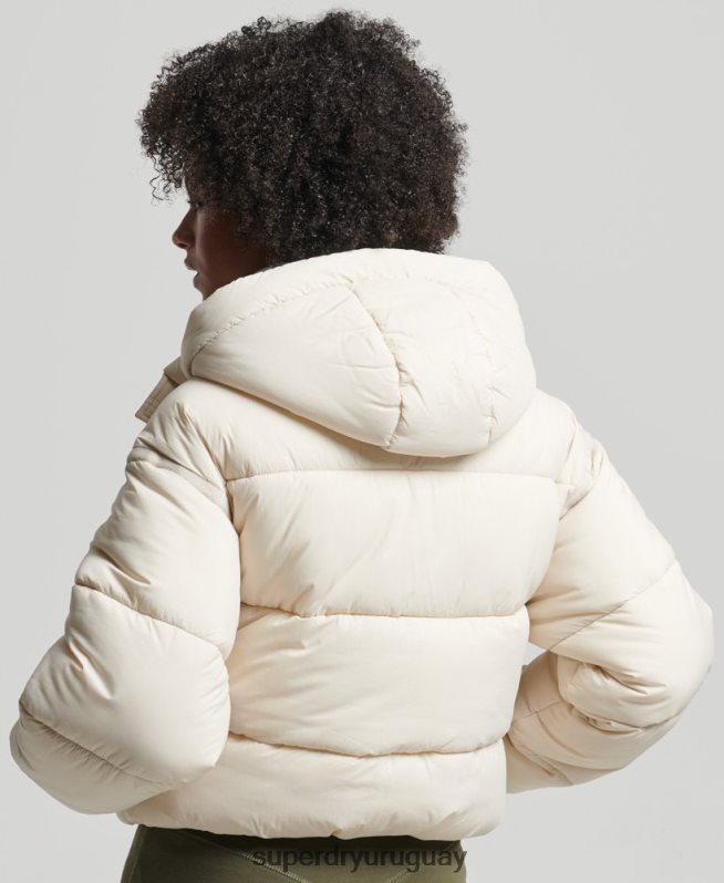 uy Superdry mujer chamarra capitonada capullo capullo crema DT2N8Z3642 ropa