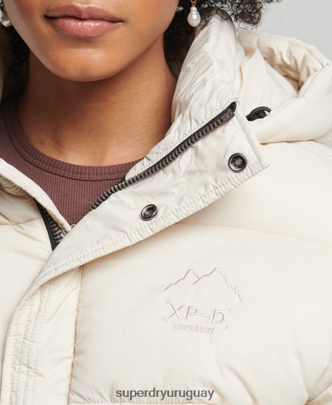 uy Superdry mujer chamarra capitonada capullo capullo crema DT2N8Z3642 ropa
