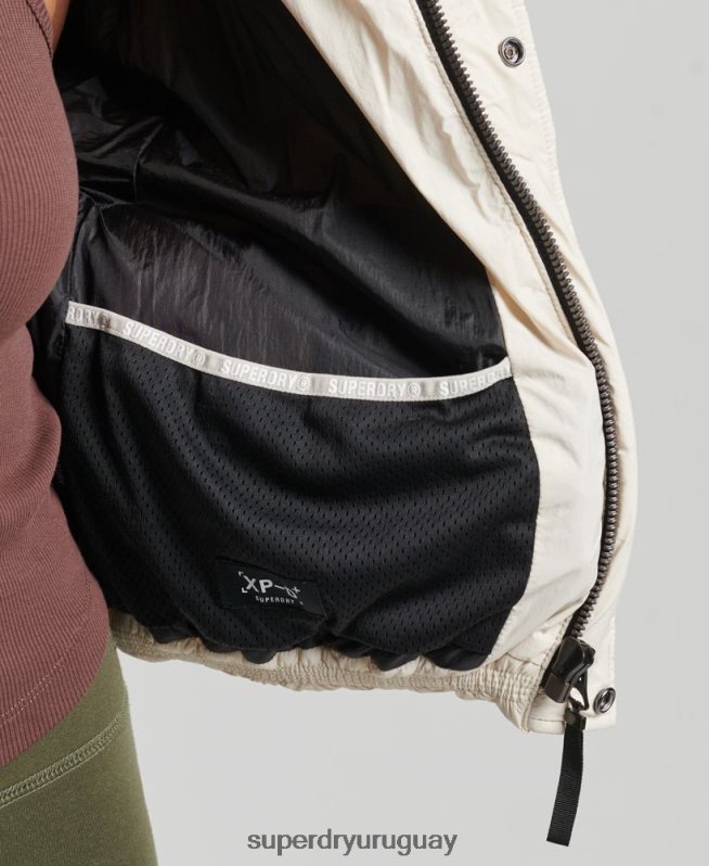 uy Superdry mujer chamarra capitonada capullo capullo crema DT2N8Z3642 ropa