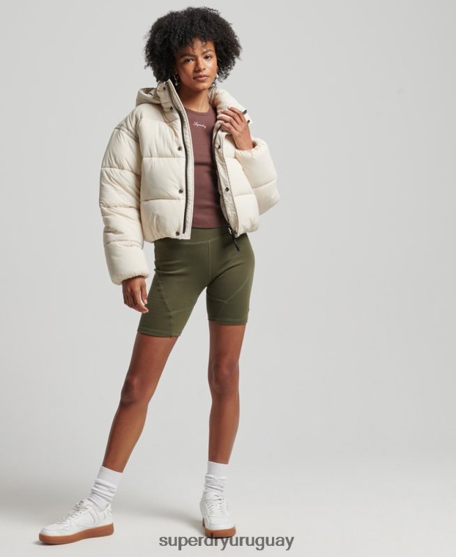 uy Superdry mujer chamarra capitonada capullo capullo crema DT2N8Z3642 ropa