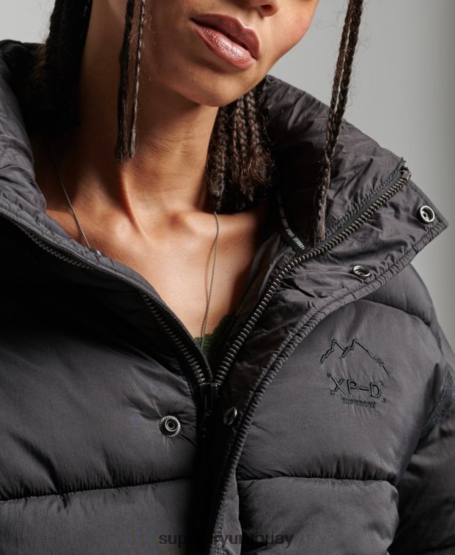 uy Superdry mujer chamarra capitonada capullo capullo negro DT2N8Z3564 ropa