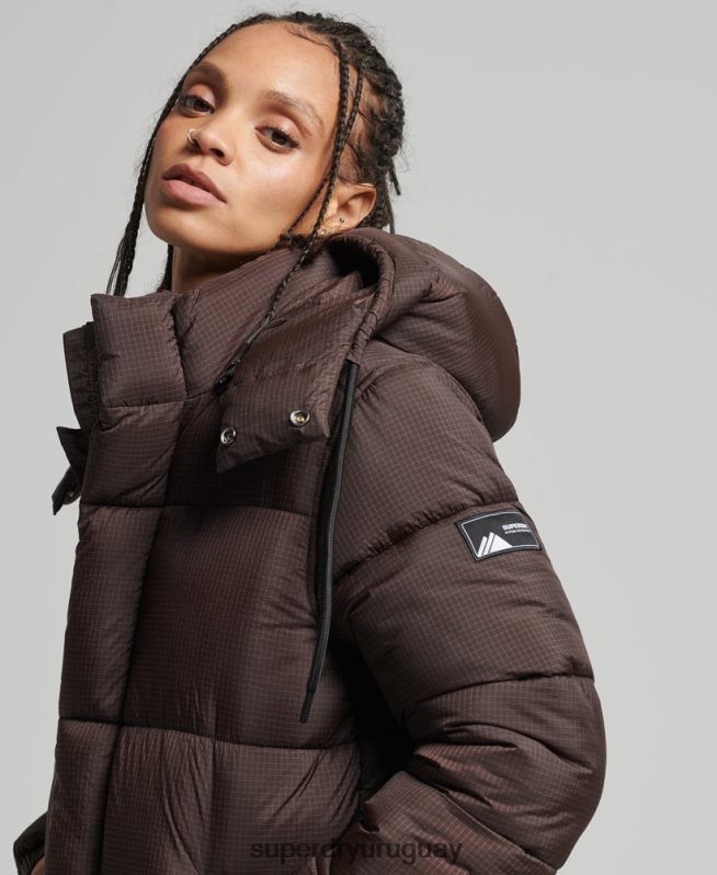 uy Superdry mujer chamarra capitonada con capucha marrón DT2N8Z3576 ropa