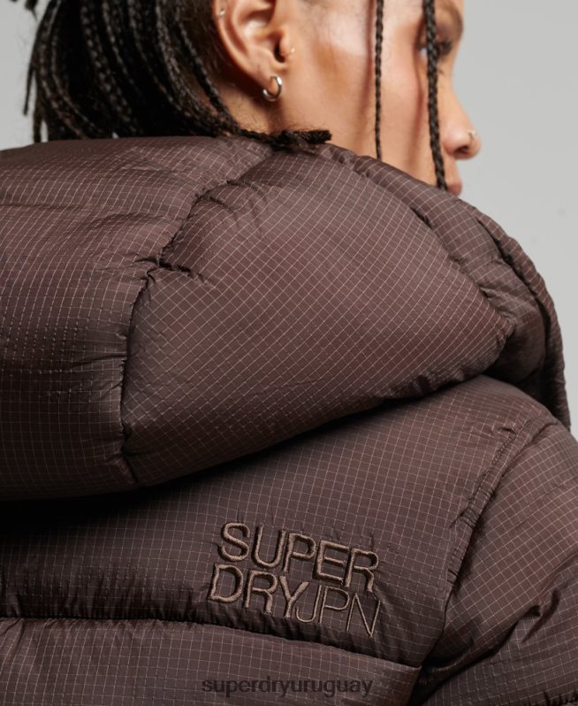 uy Superdry mujer chamarra capitonada con capucha marrón DT2N8Z3576 ropa