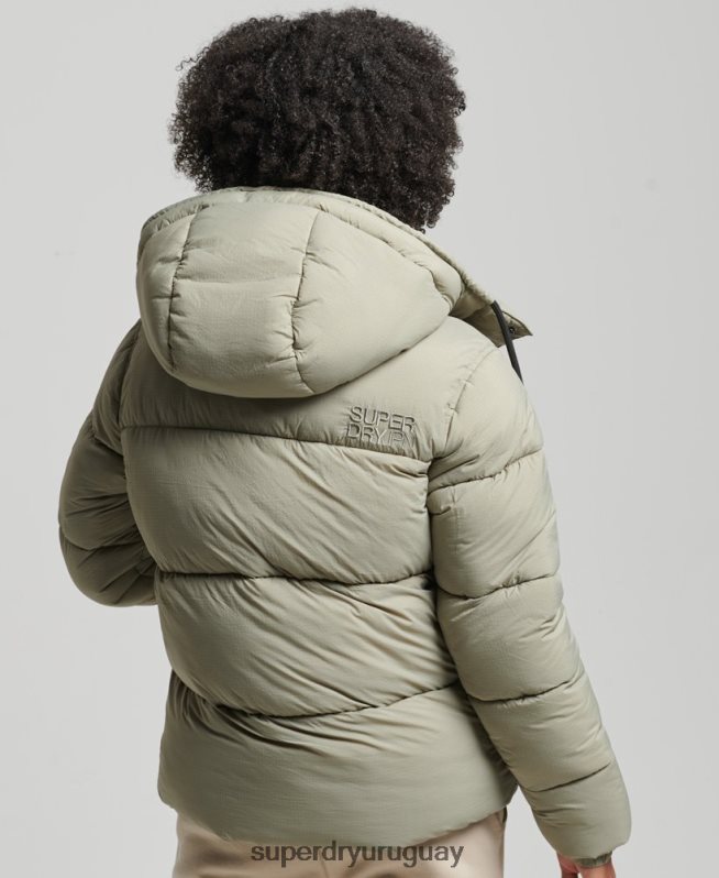 uy Superdry mujer chamarra capitonada con capucha verde DT2N8Z3574 ropa