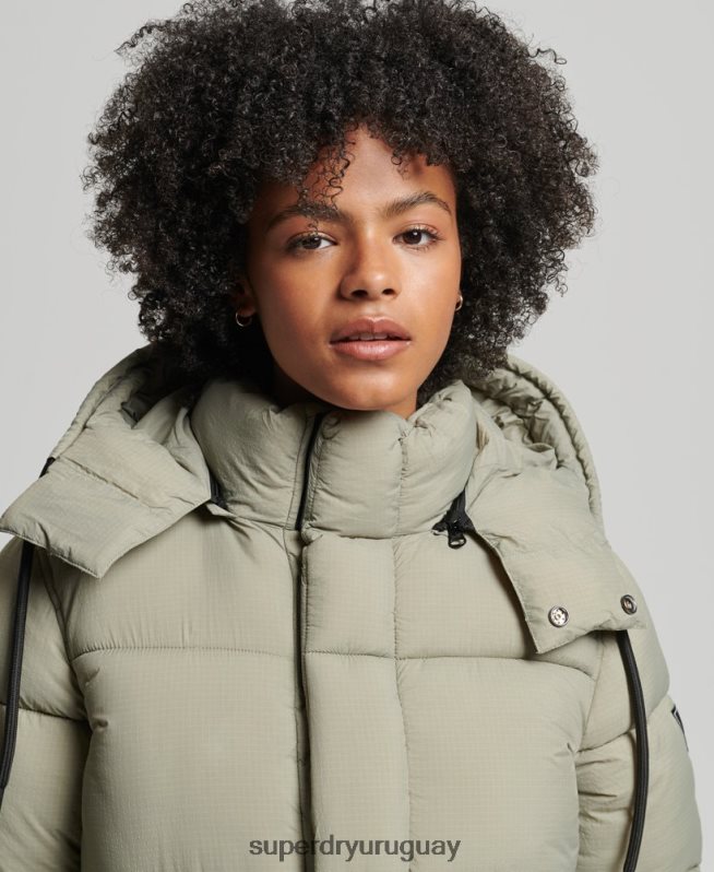 uy Superdry mujer chamarra capitonada con capucha verde DT2N8Z3574 ropa