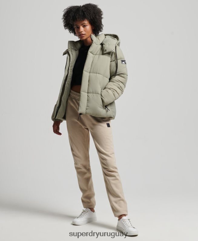 uy Superdry mujer chamarra capitonada con capucha verde DT2N8Z3574 ropa