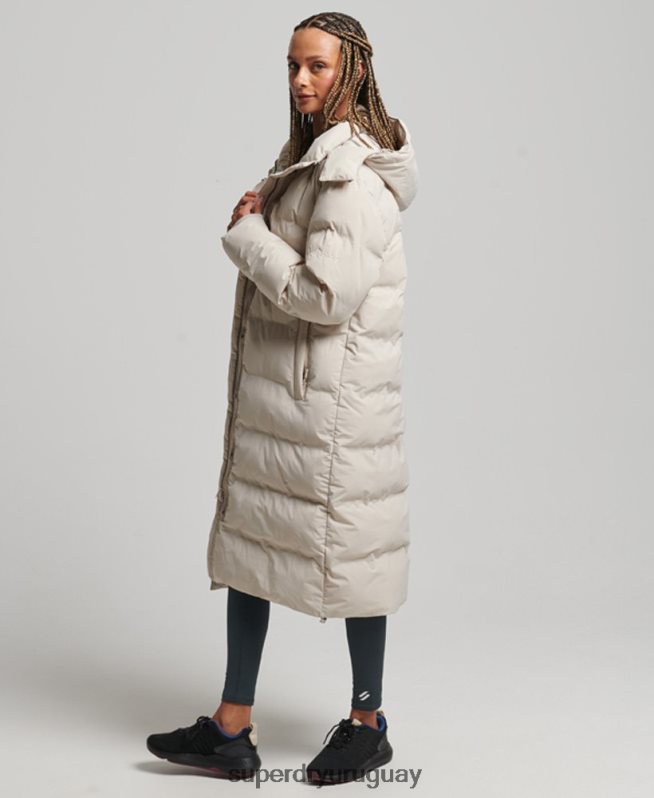 uy Superdry mujer chamarra capitonada con tren largo beige DT2N8Z6328 ropa