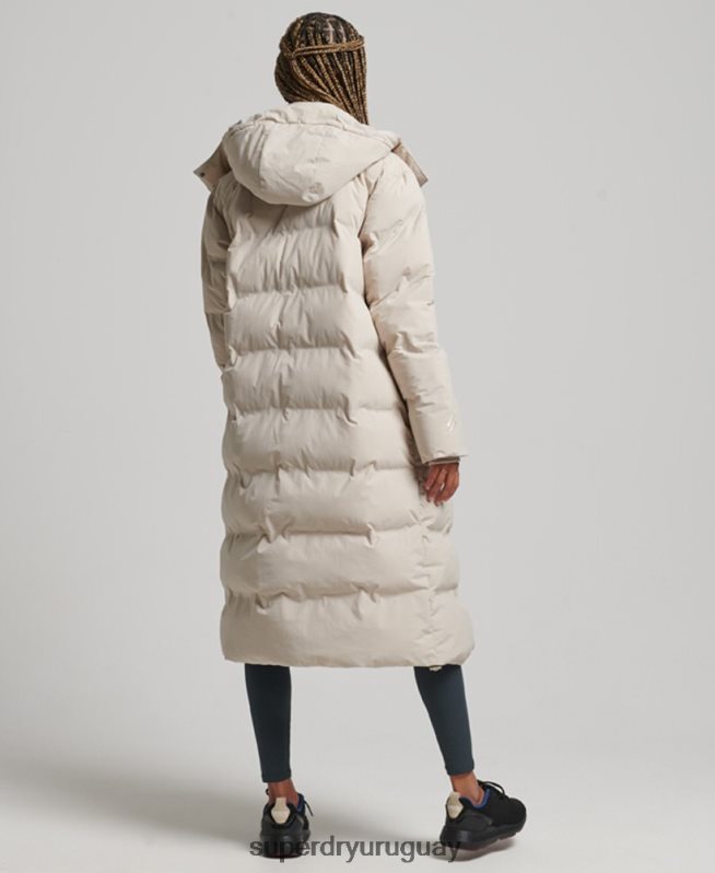 uy Superdry mujer chamarra capitonada con tren largo beige DT2N8Z6328 ropa