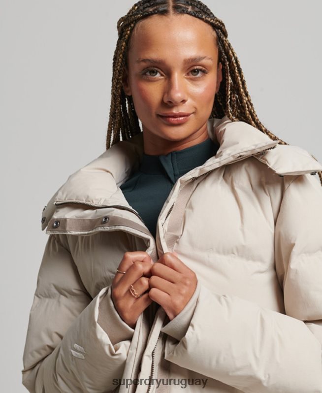 uy Superdry mujer chamarra capitonada con tren largo beige DT2N8Z6328 ropa