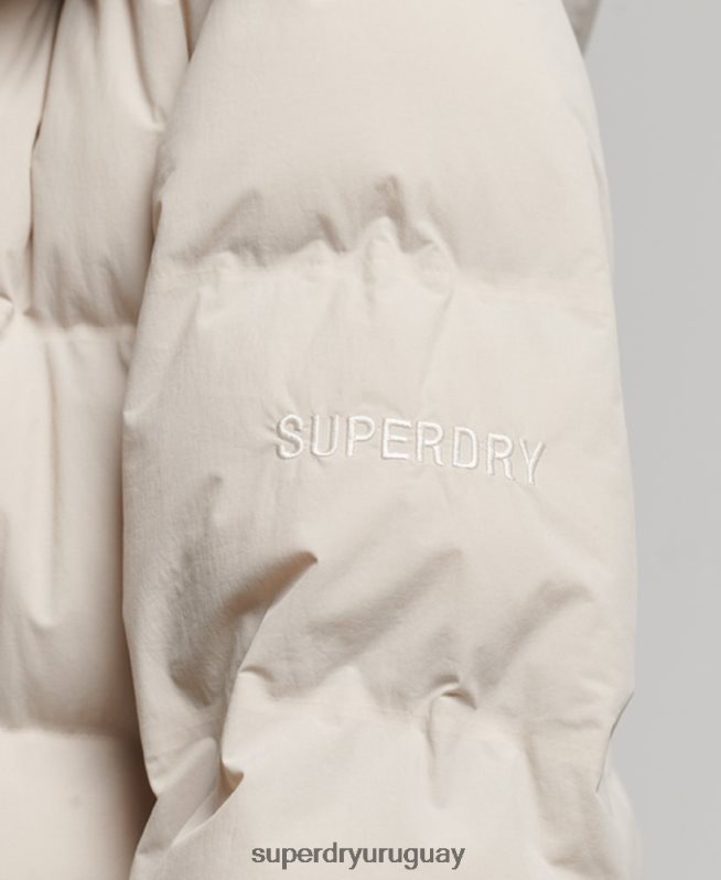 uy Superdry mujer chamarra capitonada con tren largo beige DT2N8Z6328 ropa