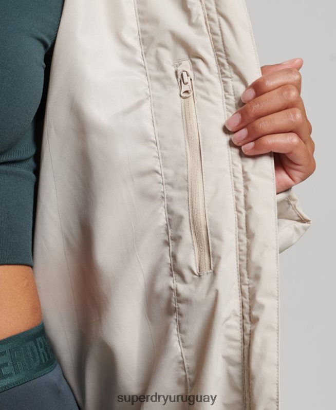 uy Superdry mujer chamarra capitonada con tren largo beige DT2N8Z6328 ropa