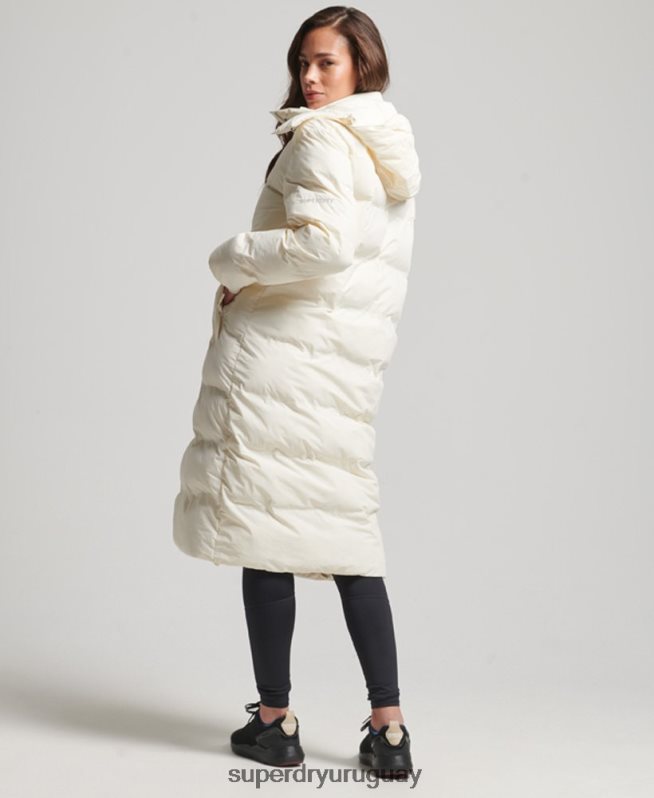 uy Superdry mujer chamarra capitonada con tren largo crema DT2N8Z5520 ropa