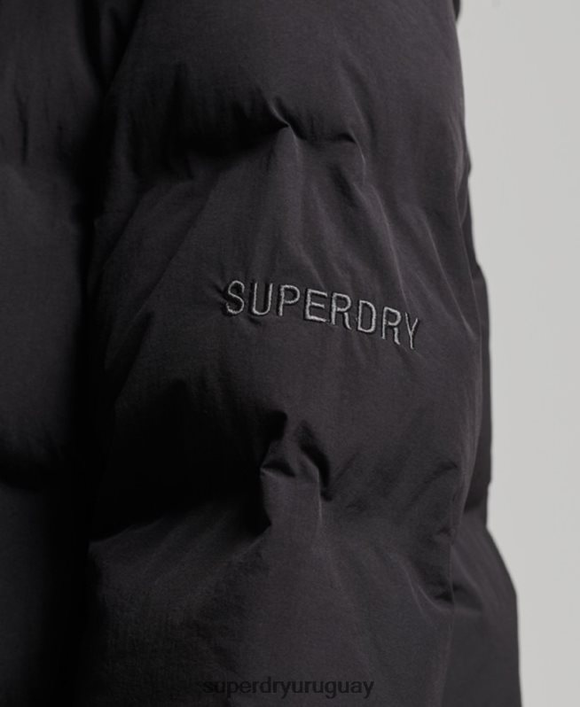 uy Superdry mujer chamarra capitonada con tren largo negro DT2N8Z6350 ropa
