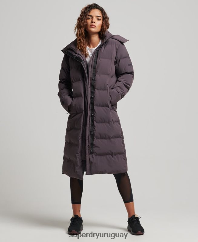 uy Superdry mujer chamarra capitonada con tren largo púrpura DT2N8Z6342 ropa