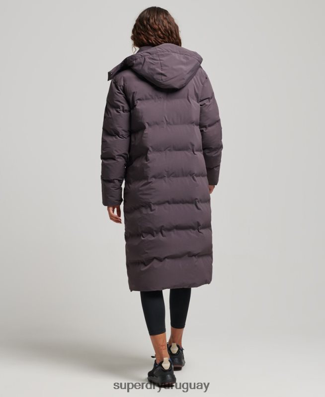 uy Superdry mujer chamarra capitonada con tren largo púrpura DT2N8Z6342 ropa