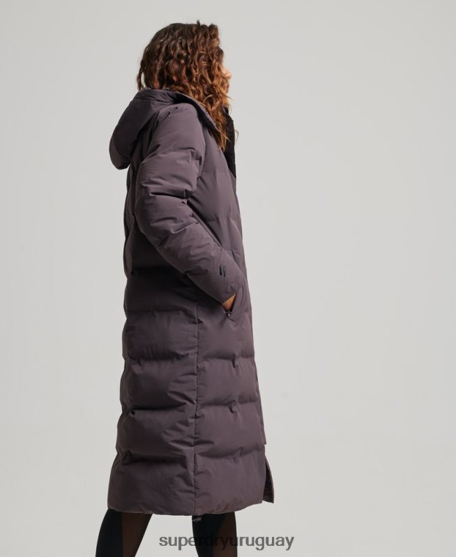 uy Superdry mujer chamarra capitonada con tren largo púrpura DT2N8Z6342 ropa