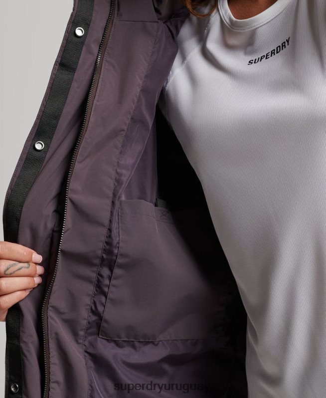 uy Superdry mujer chamarra capitonada con tren largo púrpura DT2N8Z6342 ropa
