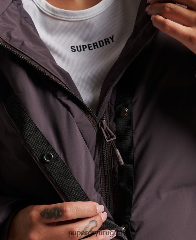 uy Superdry mujer chamarra capitonada con tren largo púrpura DT2N8Z6342 ropa