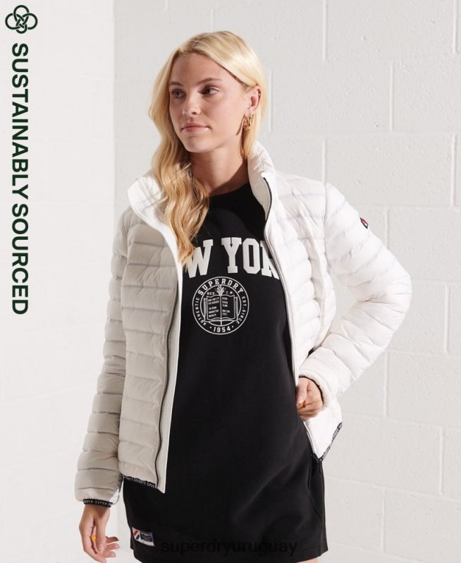 uy Superdry mujer chamarra capitonada de plumas blanco DT2N8Z5612 ropa