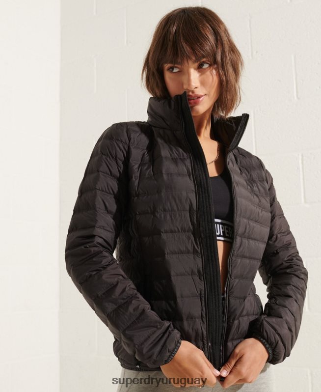 uy Superdry mujer chamarra capitonada de plumas negro DT2N8Z5689 ropa