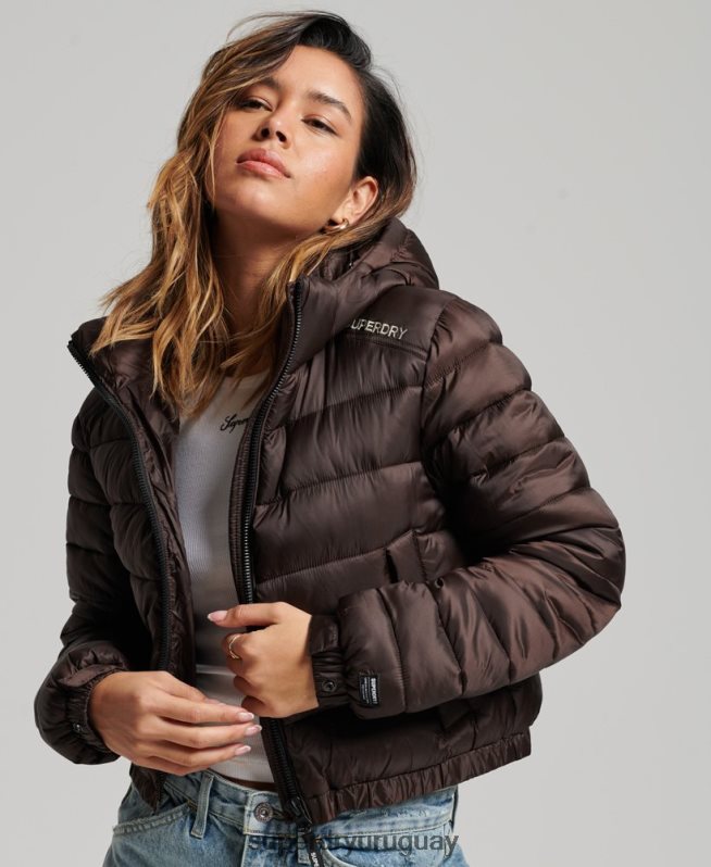 uy Superdry mujer chamarra capitonada deportiva ligera marrón DT2N8Z3708 ropa