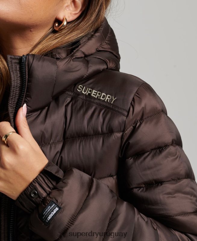 uy Superdry mujer chamarra capitonada deportiva ligera marrón DT2N8Z3708 ropa