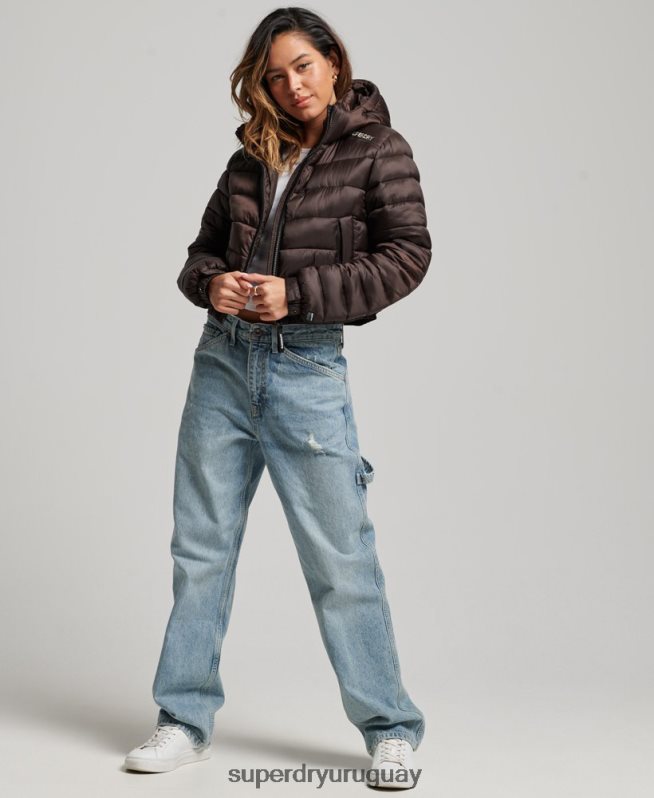 uy Superdry mujer chamarra capitonada deportiva ligera marrón DT2N8Z3708 ropa