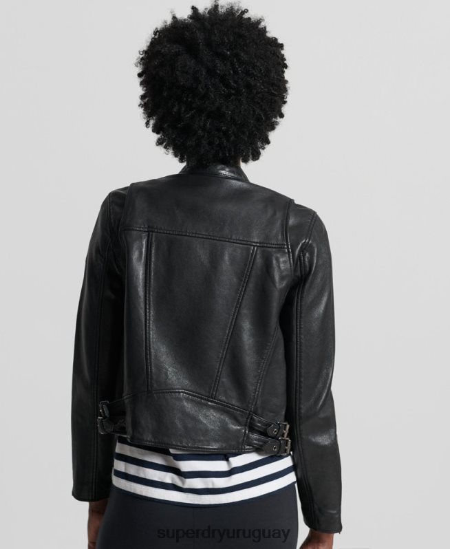 uy Superdry mujer chamarra clásica de cuero negro DT2N8Z3717 ropa