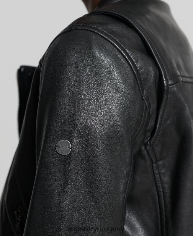uy Superdry mujer chamarra clásica de cuero negro DT2N8Z3717 ropa