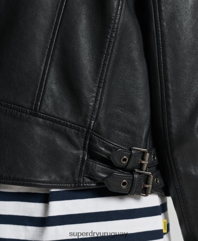 uy Superdry mujer chamarra clásica de cuero negro DT2N8Z3717 ropa
