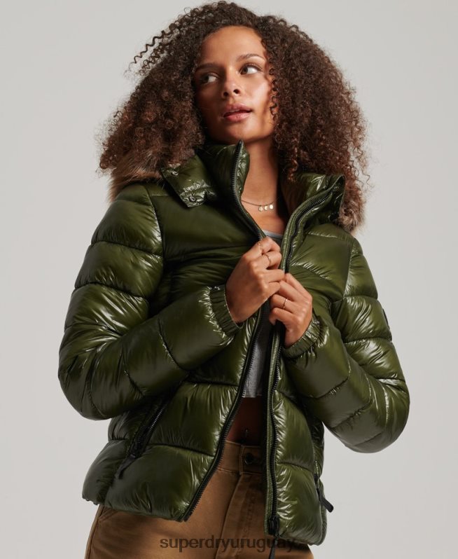 uy Superdry mujer chamarra con capucha de montaña fuji caqui DT2N8Z5666 ropa