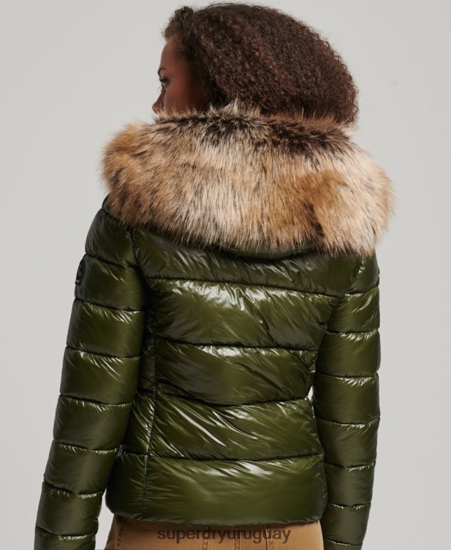 uy Superdry mujer chamarra con capucha de montaña fuji caqui DT2N8Z5666 ropa