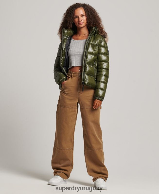 uy Superdry mujer chamarra con capucha de montaña fuji caqui DT2N8Z5666 ropa