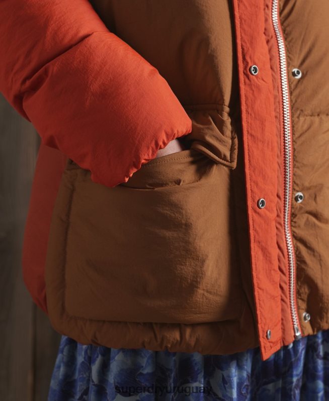 uy Superdry mujer chamarra con cuello embudo de edición limitada naranja DT2N8Z5695 ropa
