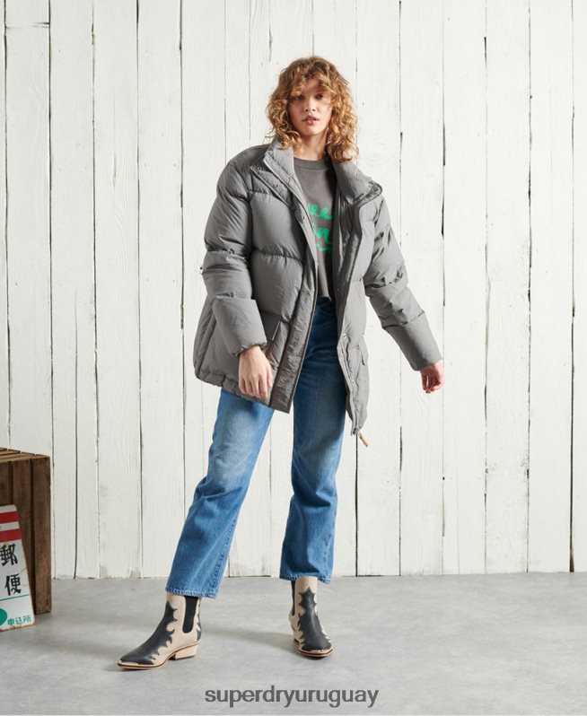 uy Superdry mujer chamarra con cuello embudo de edición limitada plata DT2N8Z5696 ropa