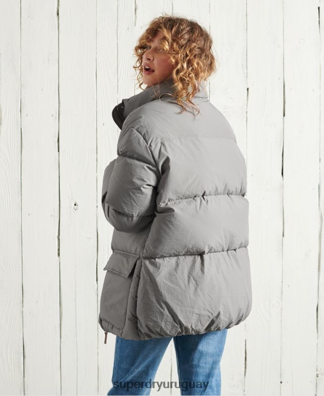 uy Superdry mujer chamarra con cuello embudo de edición limitada plata DT2N8Z5696 ropa