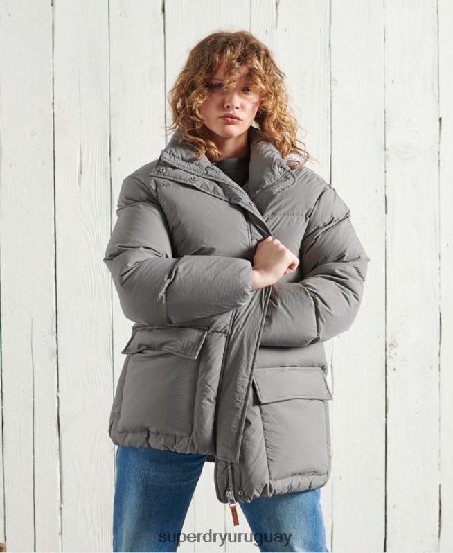 uy Superdry mujer chamarra con cuello embudo de edición limitada plata DT2N8Z5696 ropa