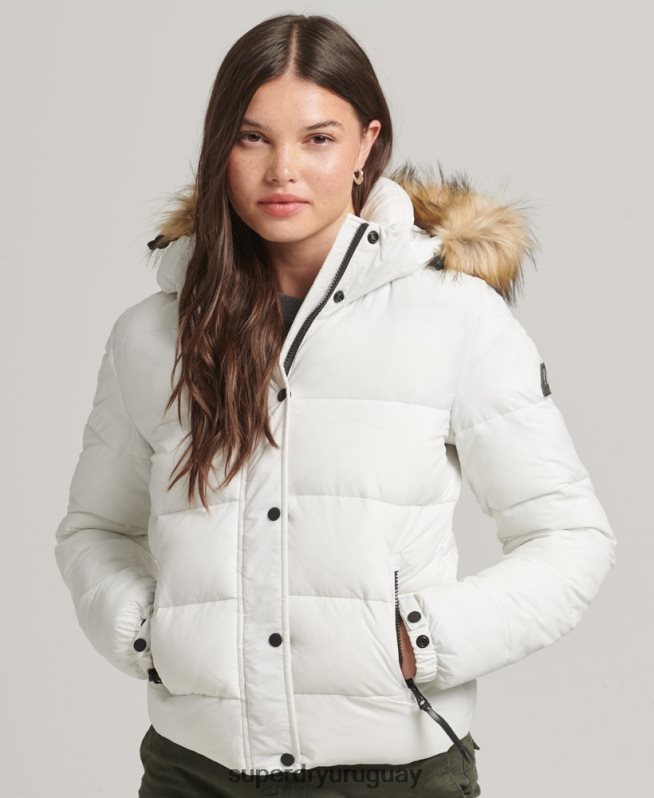 uy Superdry mujer chamarra corta con capucha blanco DT2N8Z3670 ropa