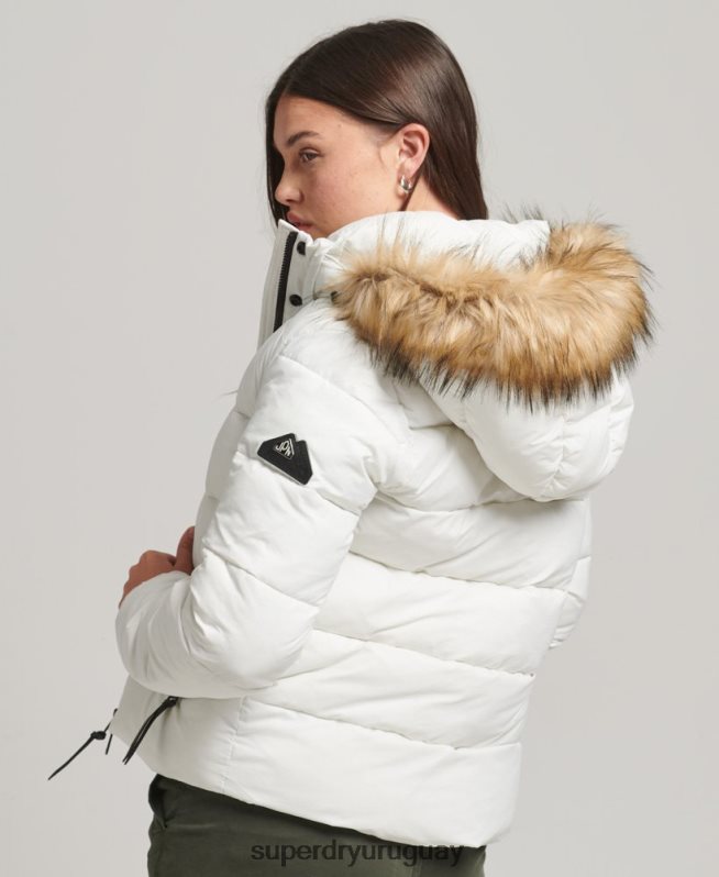 uy Superdry mujer chamarra corta con capucha blanco DT2N8Z3670 ropa
