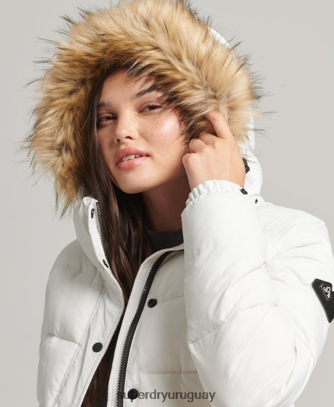 uy Superdry mujer chamarra corta con capucha blanco DT2N8Z3670 ropa