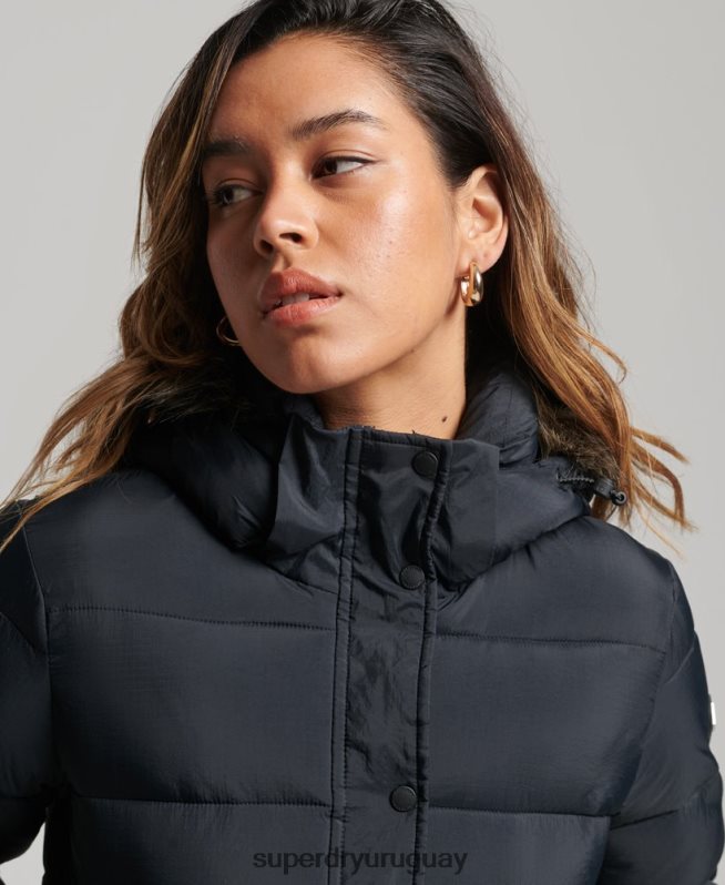 uy Superdry mujer chamarra corta con capucha gris oscuro DT2N8Z3633 ropa