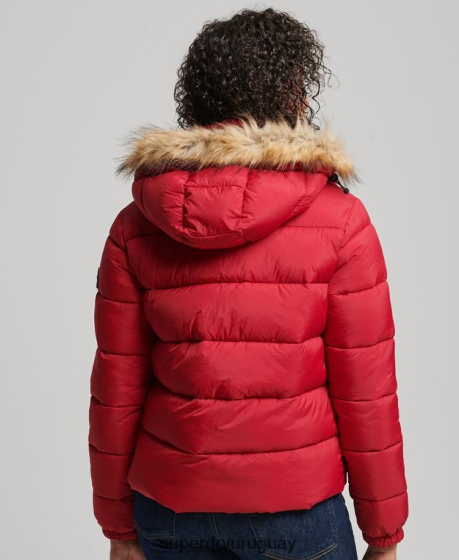 uy Superdry mujer chamarra corta con capucha rojo DT2N8Z3632 ropa